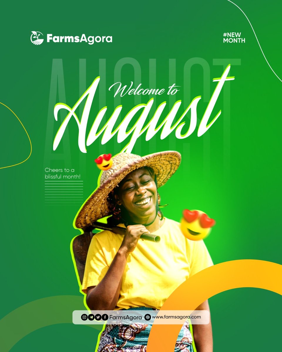 FarmsAgora's tweet image. New Drive, New Achievements, New Beginning.
Welcome to the Month of Newness in Everyway.
We look forward to a Month that will speak well for us all.

Welcome August 💃🏽🕺🏽🥳🎷

#August #newmonth #newness #agriculture #restaurants #farmers #technology #agrictech