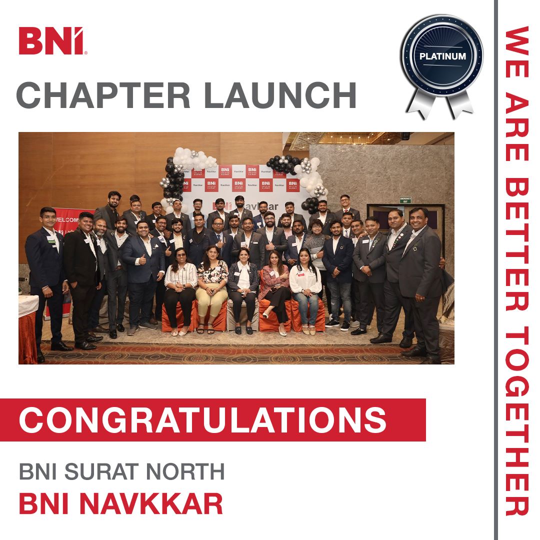 BNIindia's tweet photo. We are delighted to announce the launch of the 6th chapter of BNI Surat North, BNI NAVKKAR with 51 members & 118 referrals.
Many congratulations to EDs Gaurav Singhvi & Dr. Nidhi SInghvi
#BNI #BNIIndia #BNISurat #BNIChapters #BNIMembers #ReferralsForLife https://t.co/vrXOP9BJnP