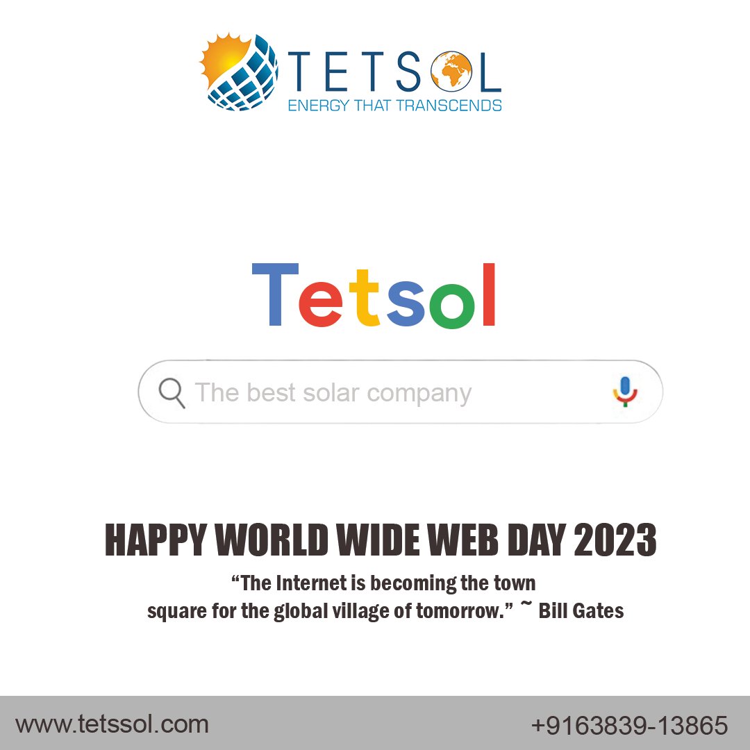 tetstech's tweet photo. Happy World Wide Web Day 2023
https://t.co/60Q5Q0klgy
https://t.co/Kc7eYa4Idr
.
.
.
.
.
#tets #web #worldweb #worldwebday #worldwebday2023 #solarpowerplant #nurseday #solarpanel #solarwaterpump #subsidy #solarenergy #solarpanel #greenenergy #solarpanels #Solar #solarpower https://t.co/FIoPlCmz8Q