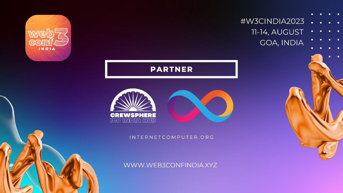Super stoked to have #ICP, represented by its India Hub,@CrewsphereIN as a Partner for the Web3Conf 🔥

Meet their amazing team at Web3Conf between 11-14 Aug and get to know more about #InternetComputer and how they have already started a huge movement of web3 adoption in India🇮🇳