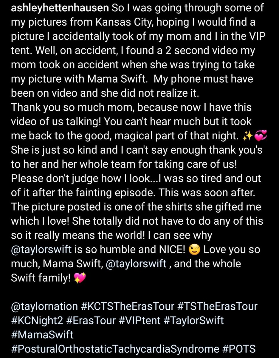 AshleyHLovesTay's tweet photo. I was going through my pictures from #KCTSTheErasTour, hoping to find a pic I accidentally took of mom & I in #VIPtent. On accident, found a 2 second video my mom took on accident when she was taking my pic with #MamaSwift . @taylorswift13 @taylornation13 #TSTheErasTour https://t.co/T82FdX7iHy