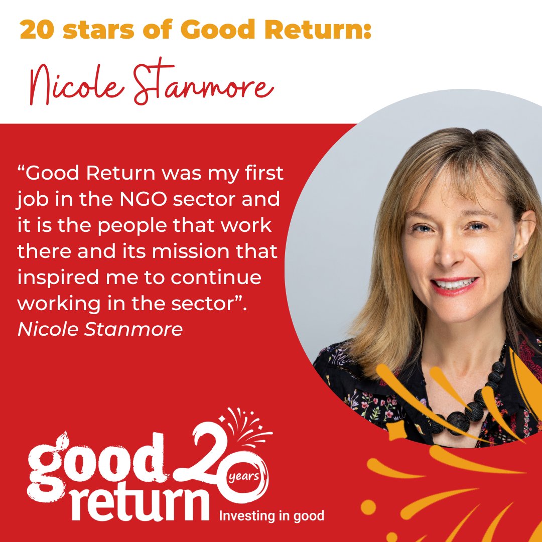 GoodReturnOrg's tweet image. Next Thursday 10 August is our 20th Anniversary Fundraiser and we are sharing 20 individuals who have shaped our story.

We were thrilled to reminisce with Nicole (@Habitat_org) who credits her commitment to the NGO sector as inspired by Good Return. 

lnkd.in/ehP_nKBE