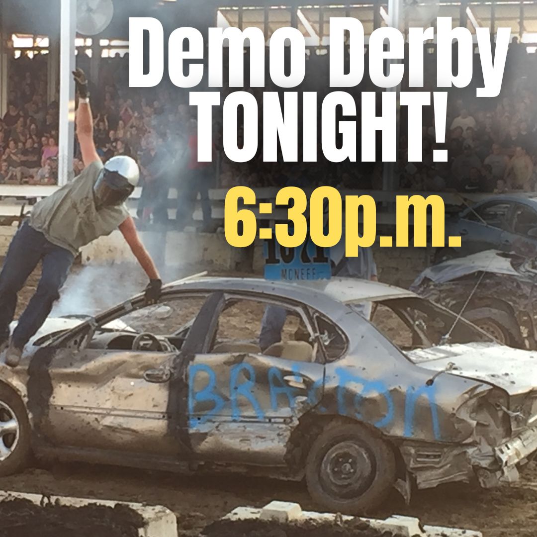 AdamsCountyFair's tweet photo. PLEASE NOTE TIME CHANGE!
TONIGHT the Demolition Derby will kick off at 6:30p.m. in the Grandstand Arena.
Previous schedules noted the time at 7p.m.
We hope to see you out tonight for the "smash and bash" conclusion of the Adams County Fair!
https://t.co/xfpJdmKK8D
#AdamsCoFairIL https://t.co/SuXYjdgdpJ