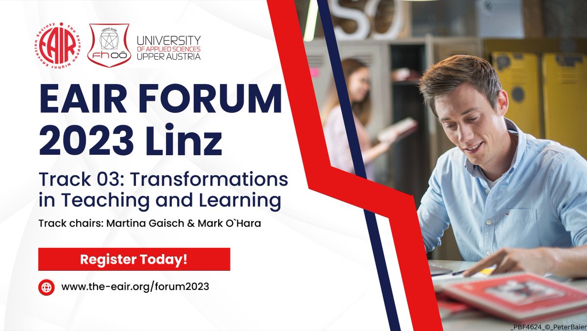 Join us in shaping the future of #HigherEducation at #EAIR Annual Forum in Linz! 💡 Dive into a world of transforming teaching and learning in Track 3. Learn more: buff.ly/47hfYwr #EAIR #Forum2023