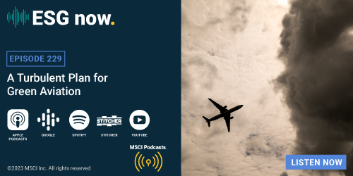 MSCI_Inc's tweet photo. Paying a little extra to offset the #carbonemissions from your next flight might appeal to climate-conscious travelers. But does it really work that way? We look at the tricky GHG emissions of the global airline industry in the latest episode of #ESGnow https://t.co/ez9D6KJIRC https://t.co/GsB6BR0XWl