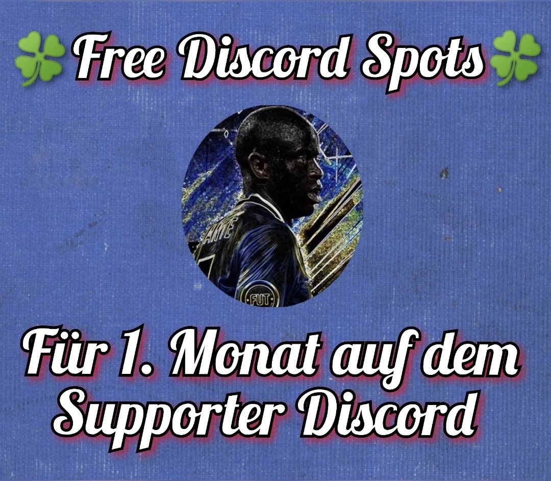 🍀 Free Discord Spots 🍀

Hiermit Verlose ich die ersten 1️⃣0️⃣ Spots für den ⭐Supporter Discord⭐ 

➡️ Tweet ❤️ + RT 🔄
➡️ Mir Folgen ✅

- Gewinner werden kurz vor dem Start von EAFC am 15.9 auf den Discord geholt🥳

- Freitag werden die Gewinner Bekanntgegeben, viel Glück 🍀