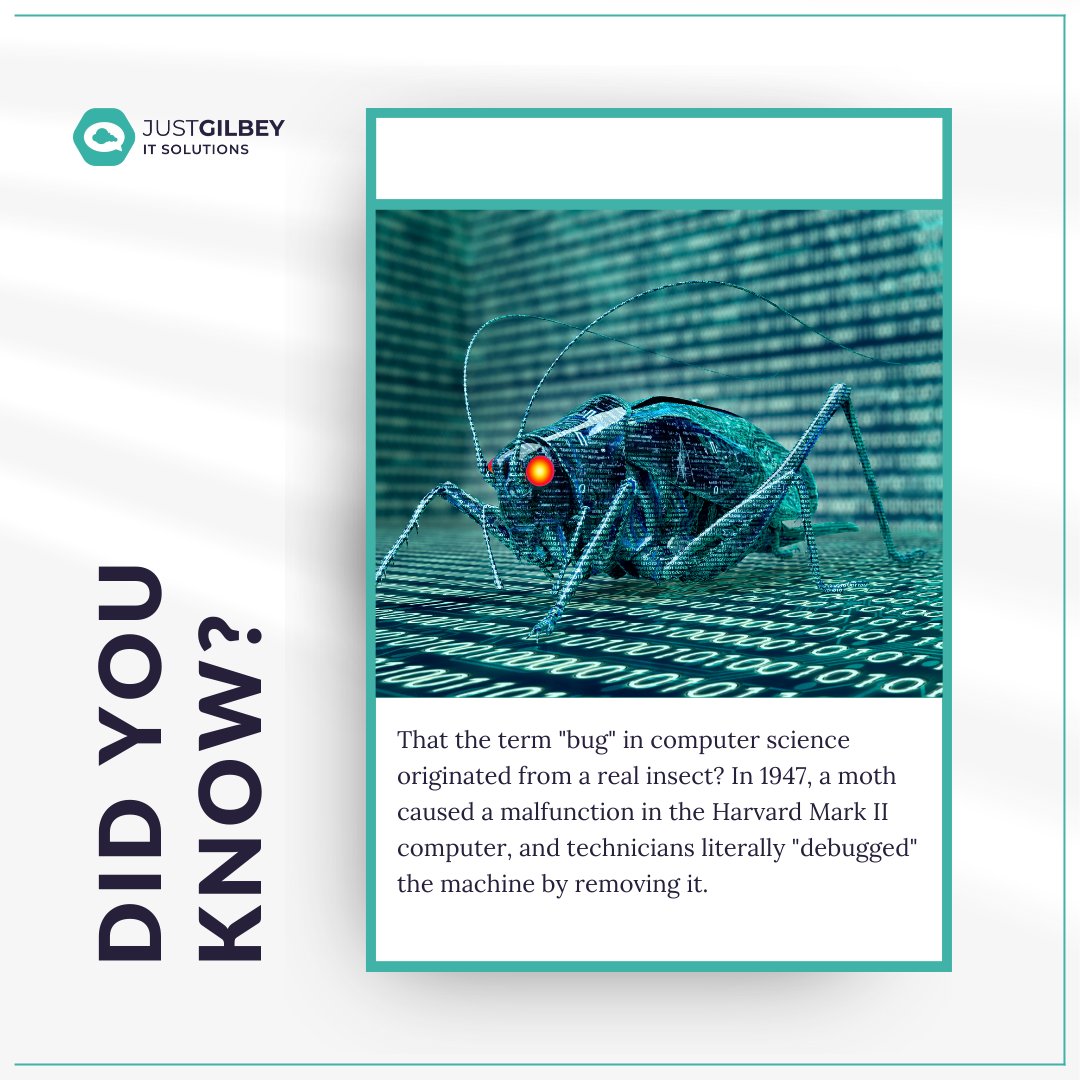 JustGilbeyIT's tweet image. 🐛🛠️ Unraveling Computer Science History! 💻📜
Embrace the spirit of innovation and discover more captivating tech tales! 📚🔍 #TechTrivia #BehindTheCode #InnovationHistory #FunFacts #ITInsights