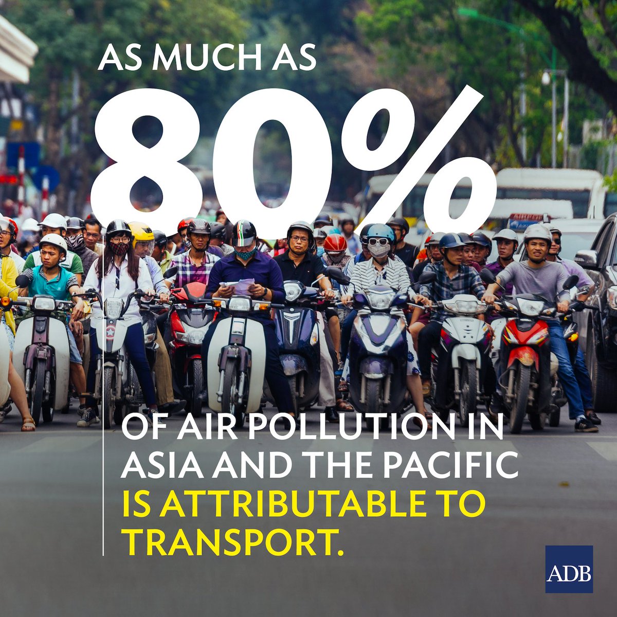 ADB_HQ's tweet photo. Growing vehicle ownership is worsening congestion, pollution, and environmental degradation in Asia's cities.

ADB works with its developing member countries to promote safe, accessible, and green transport infrastructure and services.

Learn more: https://t.co/LzFnHuevk1 https://t.co/BCXxPXaEWg