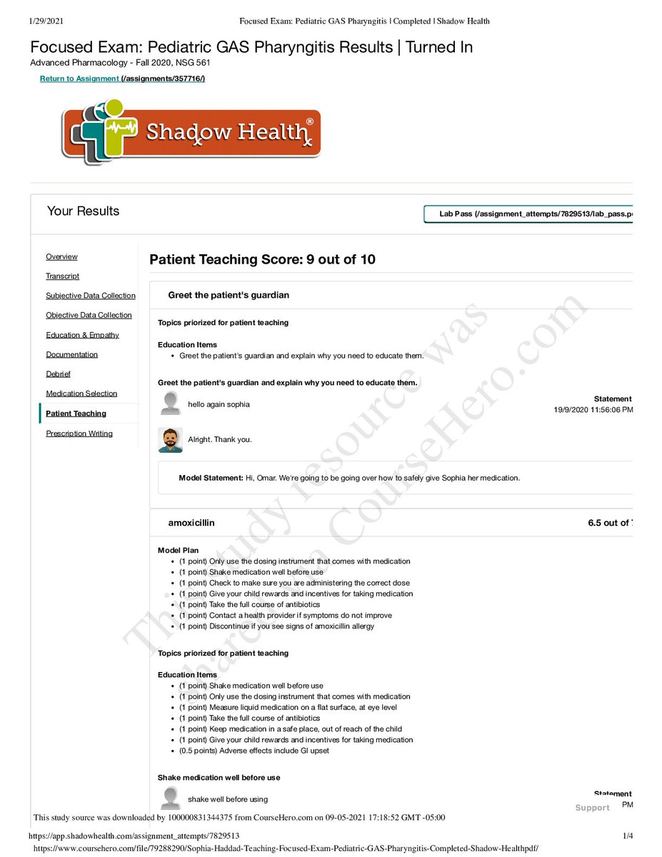 waanpeace32's tweet image. Sophia Haddad Teaching Focused Exam_ Pediatric GAS Pharyngitis _ Completed _ Shadow Health.pdf #Pediatrics  #gas #pharyngitis #fliwy 
fliwy.com/item/361398/so…