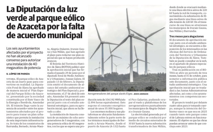 ArroyabeEva's tweet photo. Ante la “ausencia de acuerdo”, la DFA sigue adelante.😳

Curiosa forma de escuchar a los pueblos…
Este parque eólico pasará a la historia por el gran despropósito que está siendo. https://t.co/bRMab4A7Sw