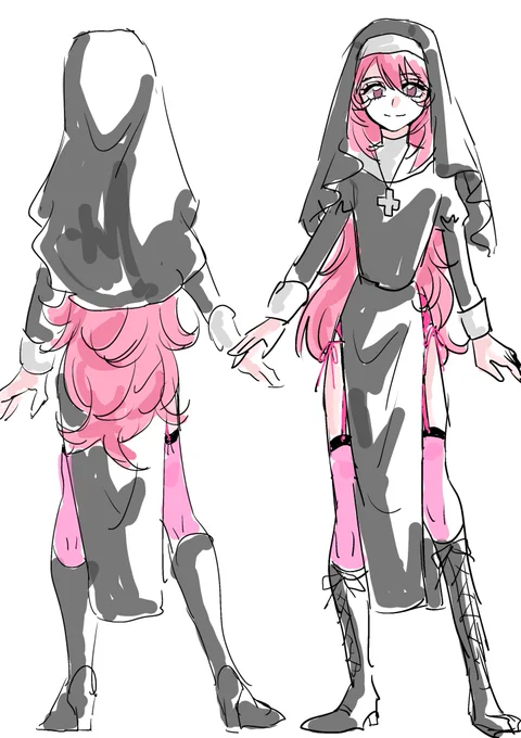 一次創作おとこの娘シスター 凄い格好のキャラデザだな…