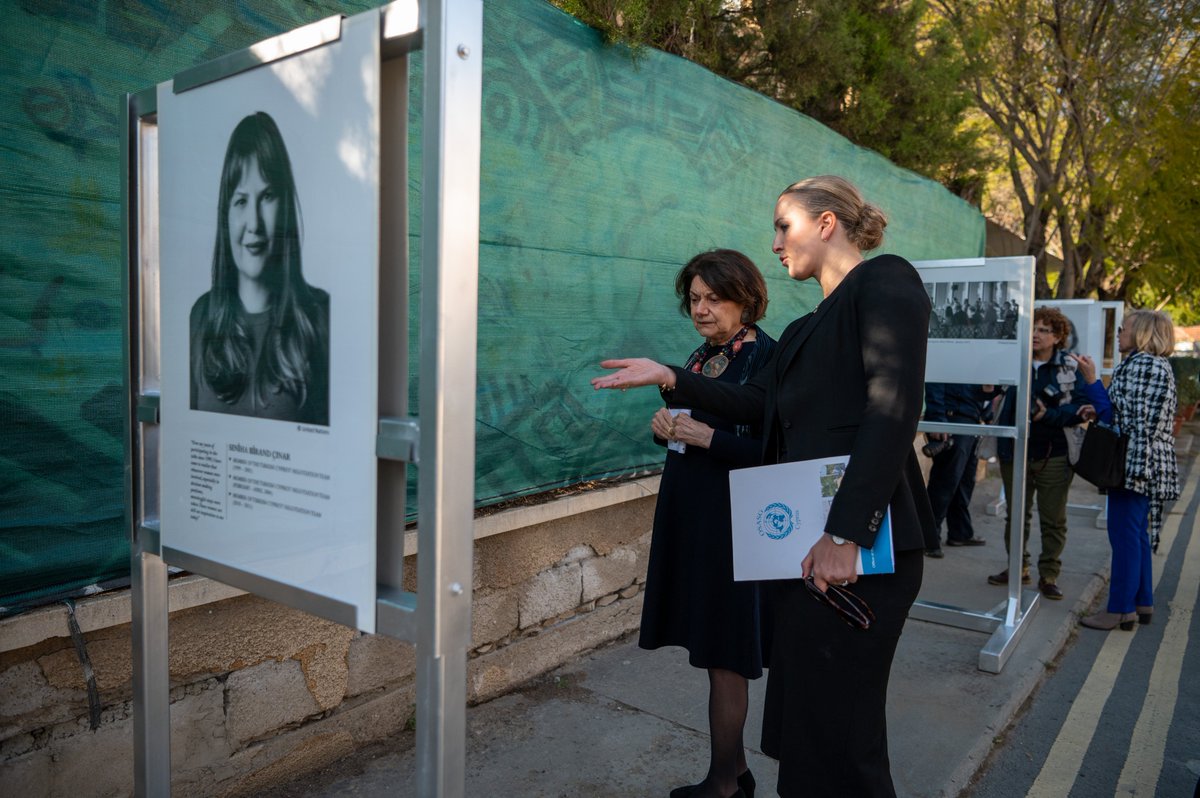 UN_CYPRUS's tweet photo. The 'Inclusive Diplomacy: Women's Participation in the Cyprus Talks' exhibition is back outside Ledra Palace where it will be open to visitors in the coming months. Come to visit &amp; learn about the crucial role of women in the #Cyprus talks!🙋‍♀️🌟 #InclusiveDiplomacy #UNCyprusTalks https://t.co/GHIzwm8043