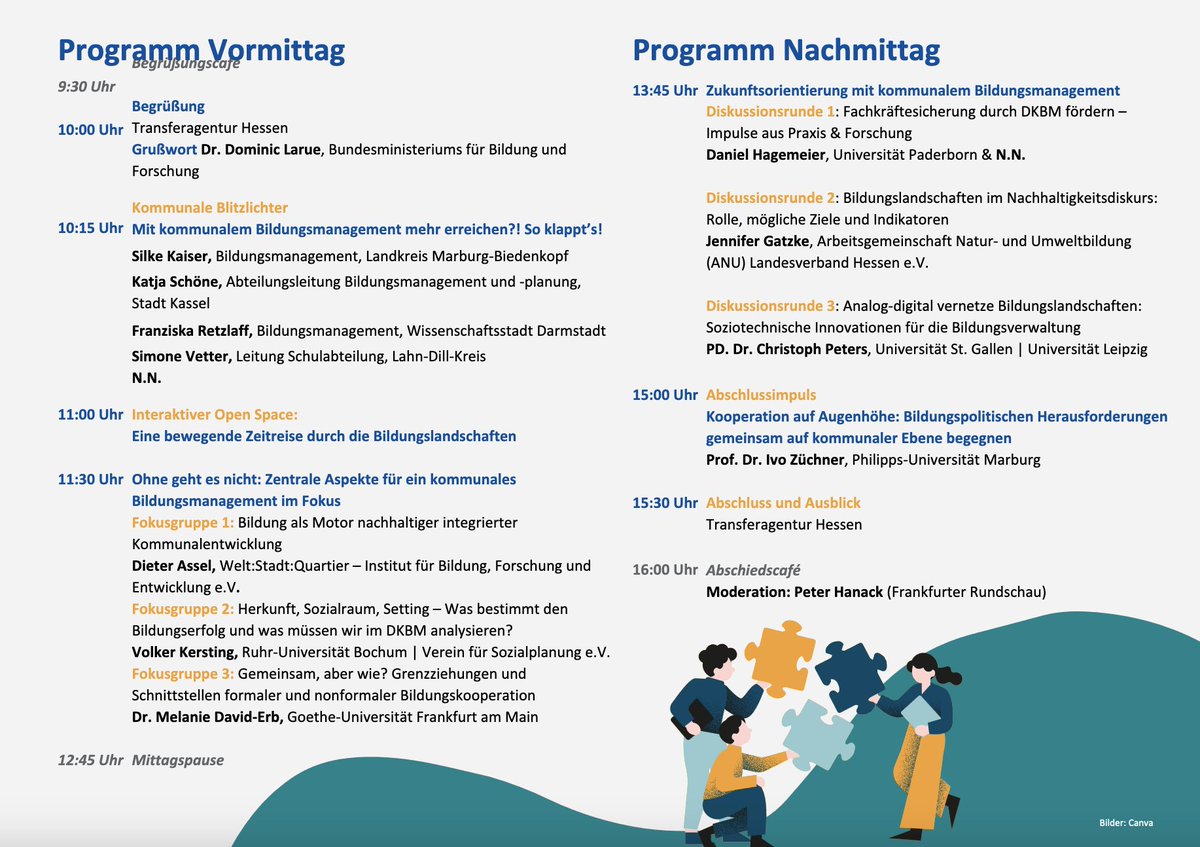 Herzliche Einladung zum Fachtag der Transferagentur Hessen am 13.09.23 in Frankfurt, bei dem wir durch Vorstandsmitglied Dieter Assel vertreten sein werden. Es geht um die Entwicklung von Bildungslandschaften hin zu Bildungskommunen. Wir freuen uns auf Euer und Ihr Kommen!