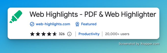 20,000 users - Web Highlights - PDF & Web Highlighter Chrome Extension