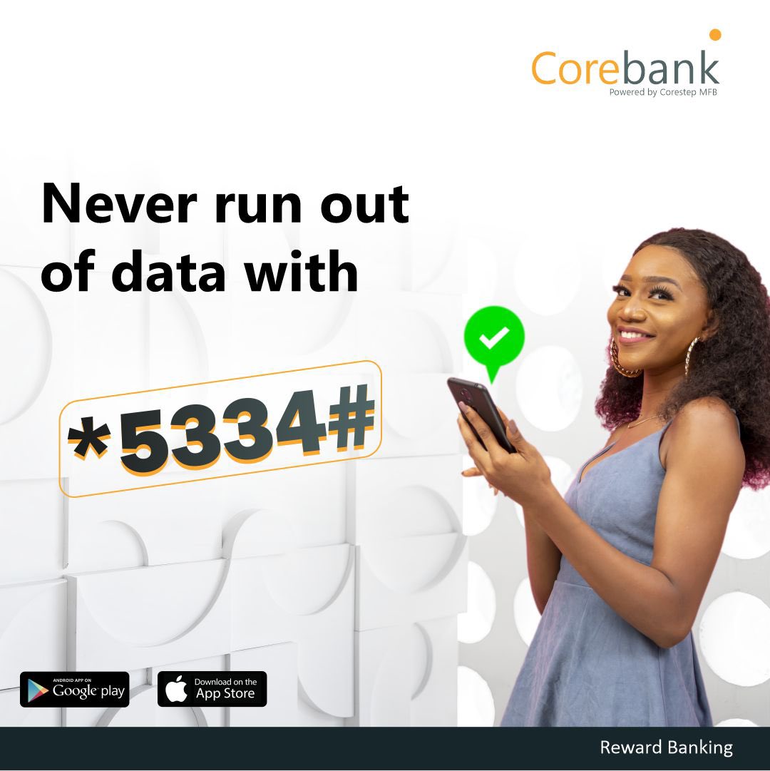 CoreBankNG's tweet image. Subscription expired? Renew your data plan with *5334# and stay connected to your online community😉

#5334 #ussd #fastbanking #corebank #corestepmfb #rewardbanking