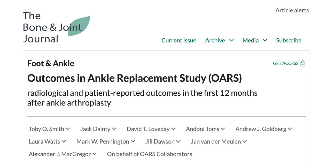 Ankle Arthritis RCT (@tarva_trial) on Twitter photo The Patient Reported Outcome Measures (PROMS) after ankle replacement in 238 patients is published in <a href="/BoneJointJ/">The Bone & Joint Journal</a> boneandjoint.org.uk/article/10.130… The Patient Reported Outcome Measures (PROMS) after ankle replacement in 238 patients is published in <a href="/BoneJointJ/">The Bone & Joint Journal</a> boneandjoint.org.uk/article/10.130…