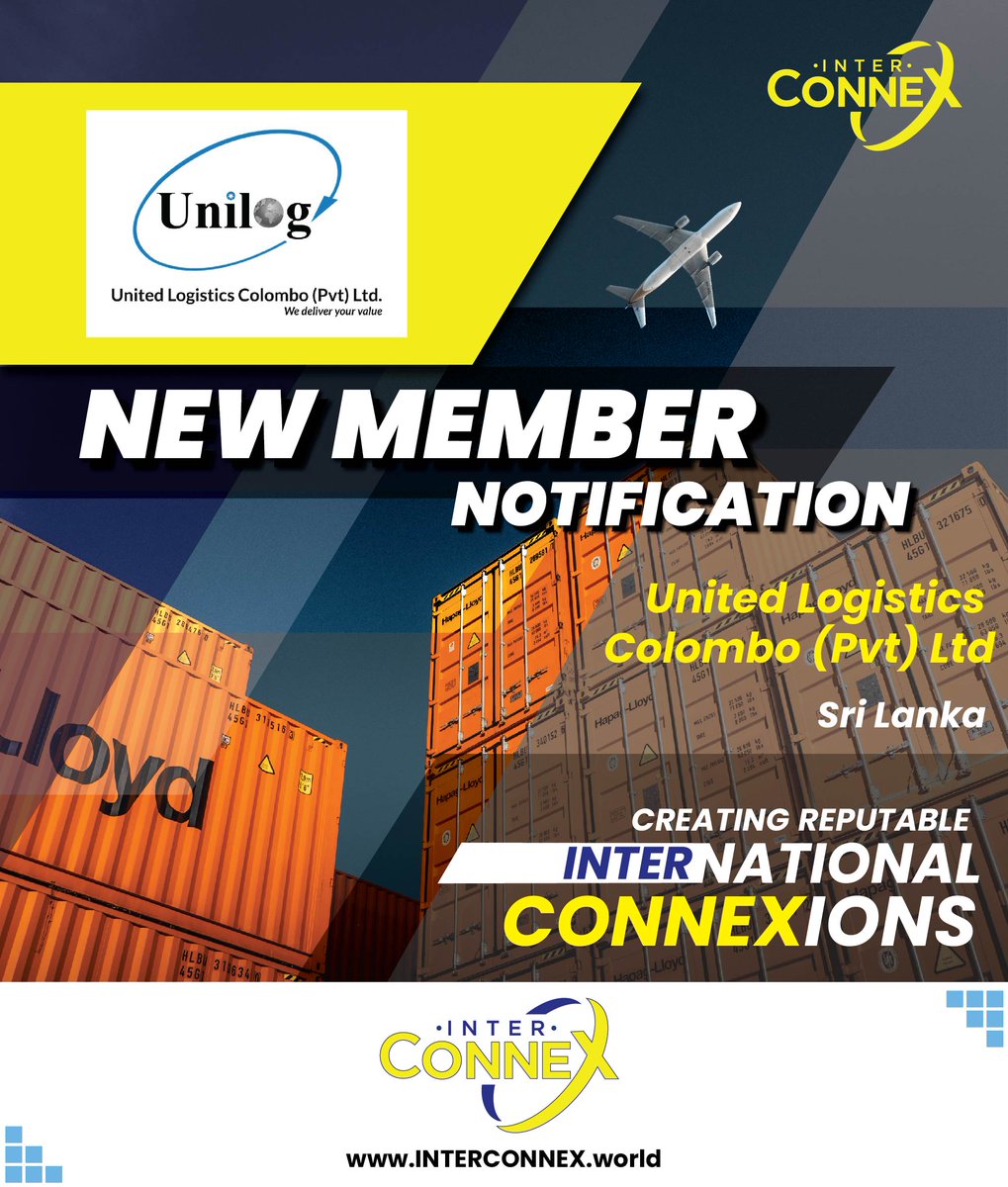 ICXNetwork's tweet photo. Inter-ConneX welcomes United Logistics Colombo (PVT) LTD of Sri Lanka to creating INTERnational CONNEXions with us and our Members.

#INTERCONNEX #ICX #INTERNATIONALCONNEXIONS https://t.co/U3NR7KoMof