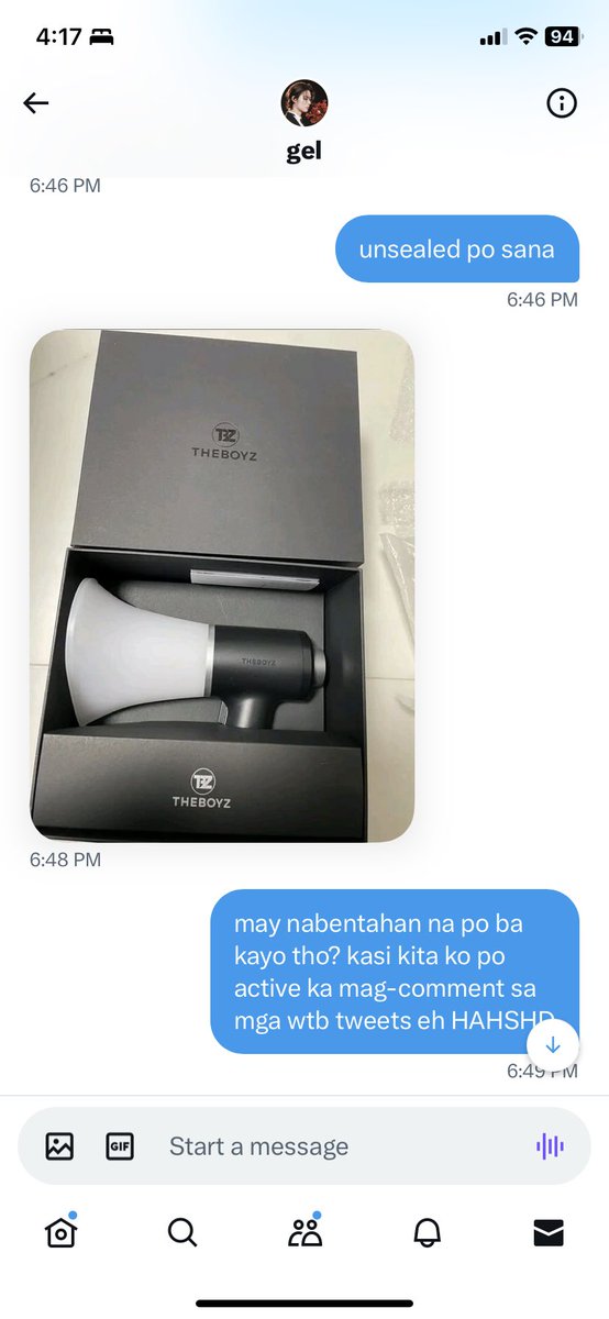 nyucart's tweet photo. BNS BOGUS SELLER OR SCAMMER @gelscutiee ‼️

tried buying tbz ls from them for the con but they started to become unresponsive when i almost sent the money to them. at first, akala mo legit because of the amount of proof but no. please baware. ito #1206thanku mo. https://t.co/GrkVHEMbBF