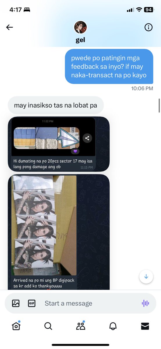 nyucart's tweet photo. BNS BOGUS SELLER OR SCAMMER @gelscutiee ‼️

tried buying tbz ls from them for the con but they started to become unresponsive when i almost sent the money to them. at first, akala mo legit because of the amount of proof but no. please baware. ito #1206thanku mo. https://t.co/GrkVHEMbBF