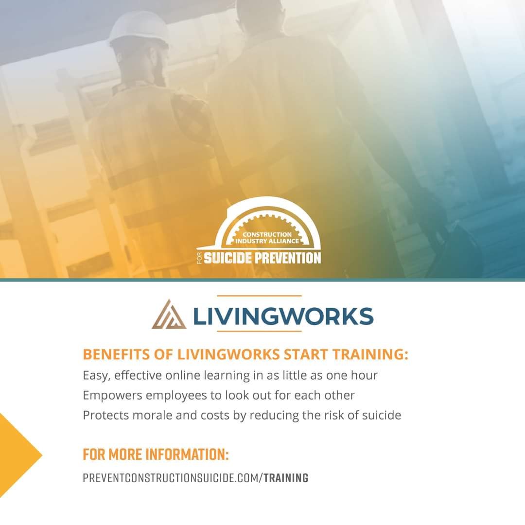 In the lead up to #WSPD2023 <a href="/theCIASP/">Construction Ind. Alliance for Suicide Prevention</a> is urging USA  construction workers to take a 
#STANDUp pledge by participating in free <a href="/Living_Works/">LivingWorks</a> #Start online suicide 1st aid training  

Sign up here   fal.cn/3AloQ #SuicidePrevention  #LivingWorksStart