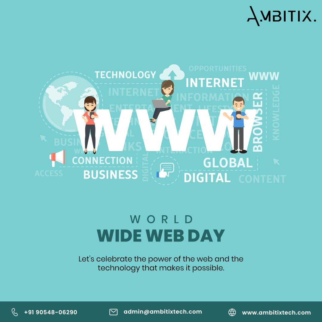 ambitixtech's tweet photo. Celebrating the technology that connects us all! Happy World Wide Web Day! 🌐📱

#worldwidewebday2023 #worldwidewebsday #DigitalTransformation #WebConnectivity #DigitalImpact #InternetHistory #WebWonders #OnlineConnectivity #ecommerce #Ecommercedevelopmentagency #Ambitixtech https://t.co/u3avasQstt