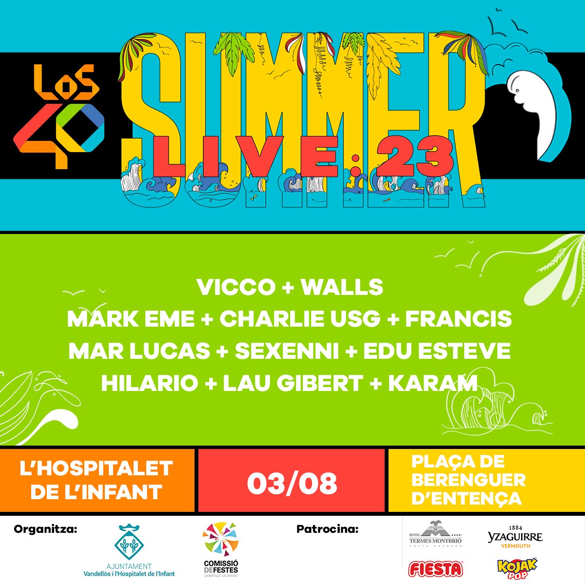 SER_TgnReus's tweet photo. ‼️  Queden 2️⃣  dies per LOS40 Summer Live de l'Hospitalet de l'Infant☀️  

🎶 Artistes com Vicco, Walls, Mark Eme, Mar Lucas, Edu Esteve o Lau Gibert posaran veu a la millor gira musical de l'estiu

🔜  Aquest dijous, a les 22 h tens una cita a la Plaça de Berenguer d'Entença https://t.co/TUwzsmO4YB