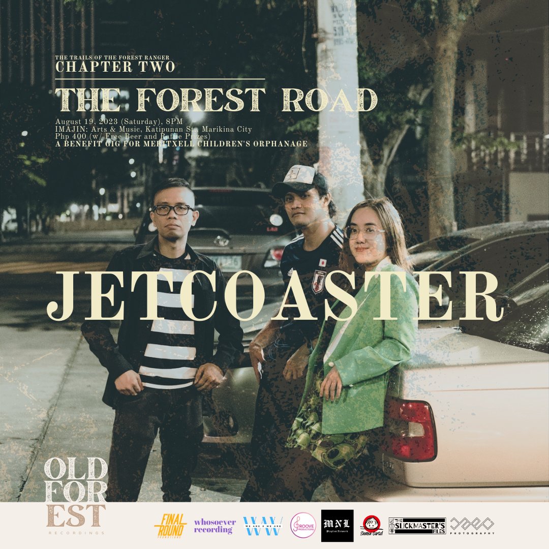 oldforestrecord's tweet photo. BAND REVEAL (2️⃣/7️⃣)
Ride the #JETCOASTER to CHAPTER 0️⃣2️⃣ : THE FOREST ROAD 🍂

August 19 (Saturday)
At #Imajin Marikina
Php 400 w/ beer and raffle stubs (awesome prizes🏆)

#OldForestRecordings #ProductionLaunch #BenefitGig https://t.co/bxQ0wWiTGV