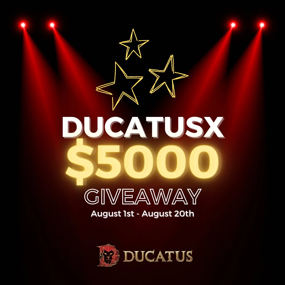 📣 #Giveaway!

💰💰
We are excited to announce the DucatusX $5000 Giveaway event running from August 1st to August 20th. Everyone who completes the simple tasks will receive a share of the $5000 in $DUCX reward pool.

Click the link to enter: tinyurl.com/DucatusX

#Airdrop