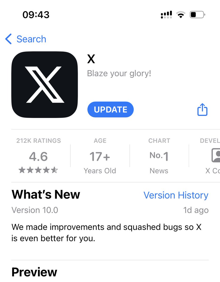 IzzoAle's tweet photo. Twitter gets the approval to rename itself “X” on the App Store (whose chars limit is usually 2)

#aso https://t.co/UKlvSiHvWa