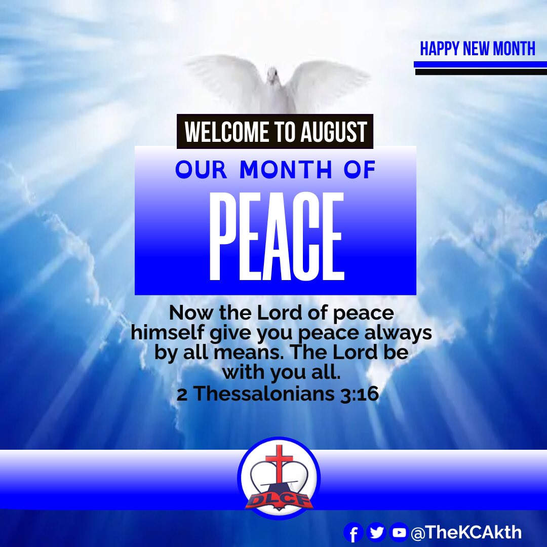 TheKCAKTH's tweet photo. Last month we went through a thorough journey of Faith…

The Kings Chapel is delighted to welcome you to August, Your month of Peace

Join us as we discover heaven-given peace

#peace #August1st #August #Kano #DLconversation https://t.co/EwFTH8jGvT