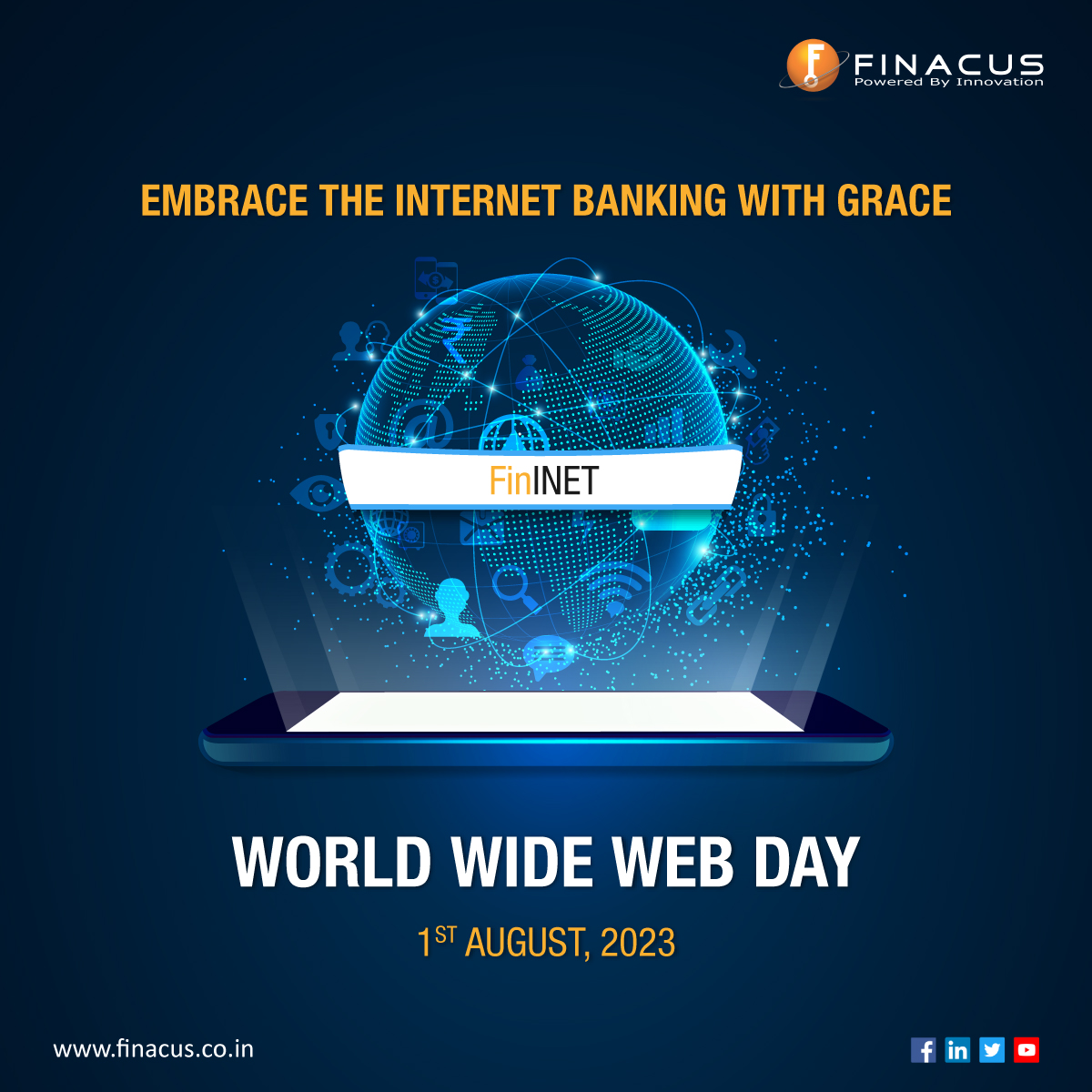 FinacusTech's tweet photo. Happy World Wide Web Day!🌐

Our #DigitalBanking solutions are designed to set your bank free from traditional hassles.

Say hello to #FinancialFreedom and discover a world of possibilities. Your journey to prosperity starts now!✨

#InternetBanking #WorldWideWebDay #Finacus https://t.co/JN2wDUajmA