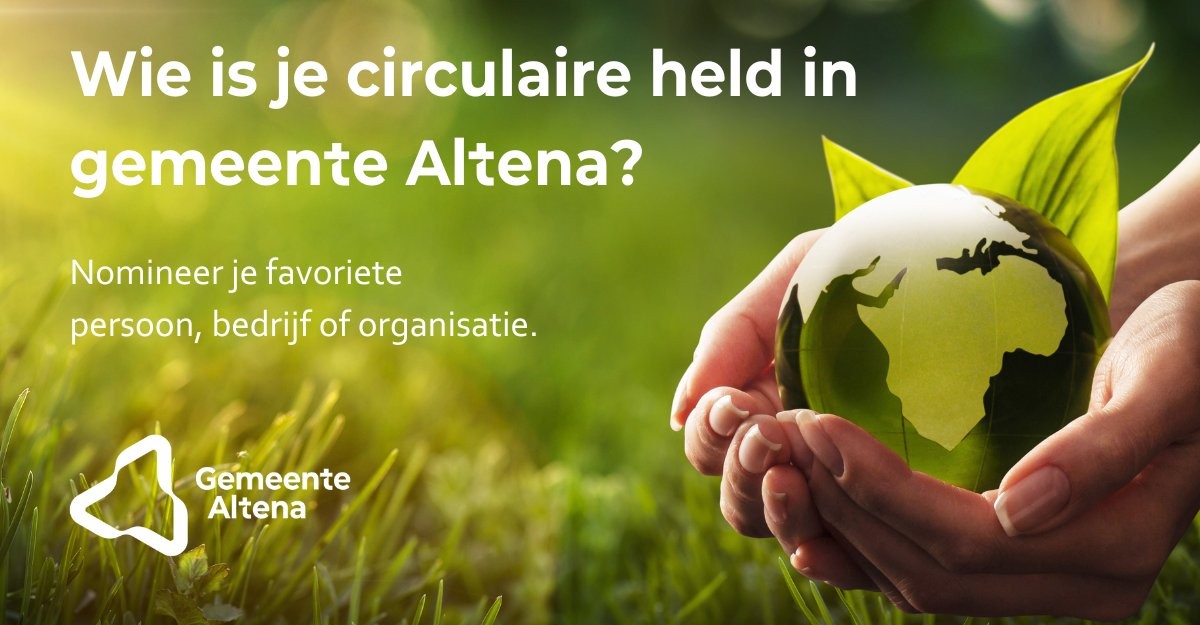 ♻️ Nomineer jij iemand voor de #innovatieprijs circulair denken en doen? 

Met deze prijs worden personen, bedrijven en organisaties in het zonnetje gezet die een bijdrage leveren aan het slimmer gebruik van grondstoffen. 

🏆 Nomineren? ➡️ gemeentealtena.nl/innovatieprijs.