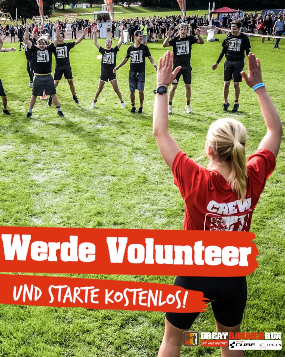 Werde Volunteer beim größten Great Barrier Run aller Zeiten am 02.09.!🔥🤗

Deine Goodies- unser „Great Barrier Run Volunteer-Programm!“: 

•kostenloser Startplatz
•Snacks &amp; Getränke
•Crew- Shirt
•Urkunde
•Spaß &amp; Action

Anmeldung: great-barrier-run.de/volunteer-anme…