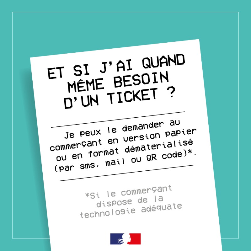 Ecologie_Gouv's tweet photo. Chaque année en France, près de 30 milliards de tickets sont imprimés et souvent jetés à la poubelle. À partir du 1er août, pour limiter ce gaspillage, ils ne seront imprimés que sur demande des clients. 
@christophebechu @economie_gouv @dgccrf