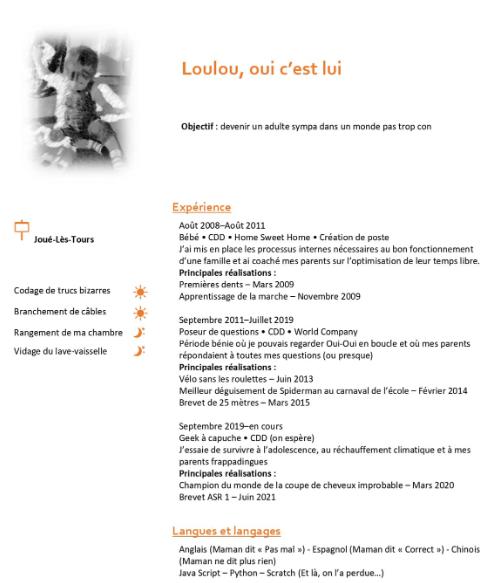 On lui demande son CV pour un stage de 3ème: agacée, sa mère en crée un avec humour limportant.fr/infos-selectio… #Rediff