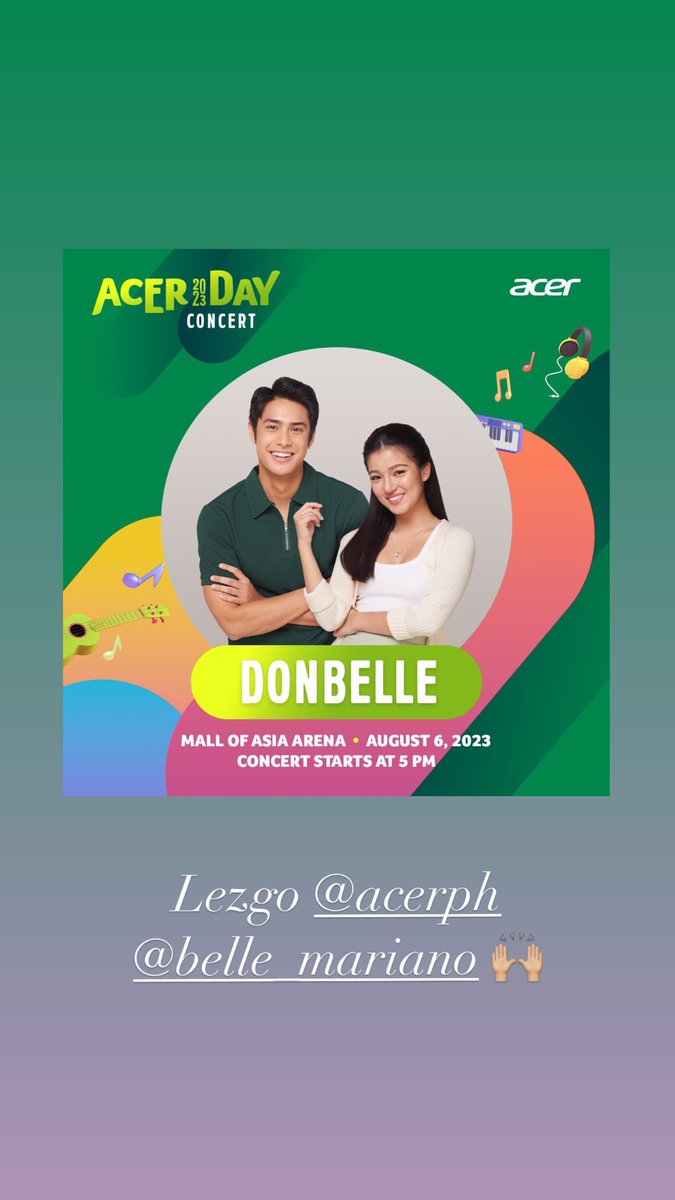 DonBelleOFC's tweet photo. 010823 • @donnypangilinan’s IG Story!

“Lezgo @.acerph @.belle_mariano 🙌🏻”

#DonnyPangilinan | #BelleMariano 
#DonBelle | #DonBelleForAcer https://t.co/rL1HIgw5OE