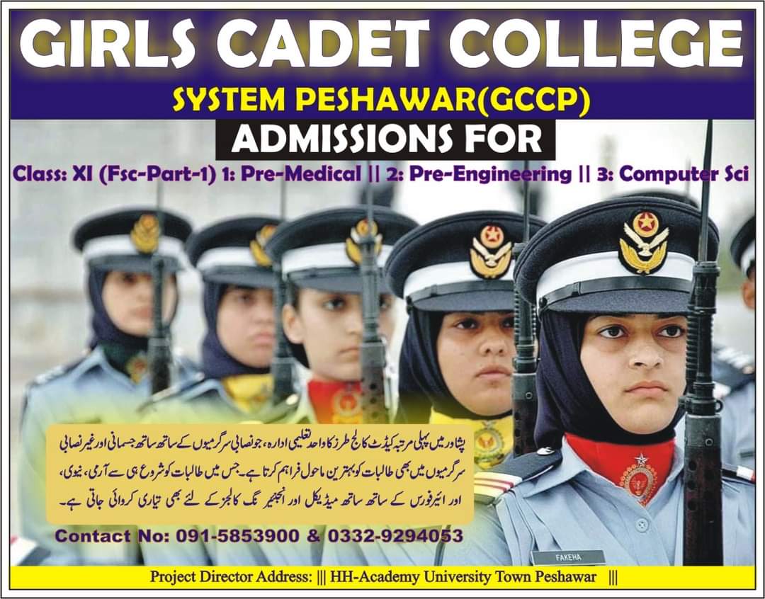 SAK_Updates's tweet photo. Special Offer for  Class: XI (Fsc-Part1) Admission 2023-24"(Pre-Medical, Pre-Engineering &amp; Computer Sci)
#GCCP #GirlsCadetCollegePeshawar #CadetCollege #premedical #preengeering #GirlsCadetCollege  #FSC #FSc_Part1  #girlscollegepeshawar #GirlsCadetCollegeSystemPeshawar https://t.co/2VWGGZ7kNQ