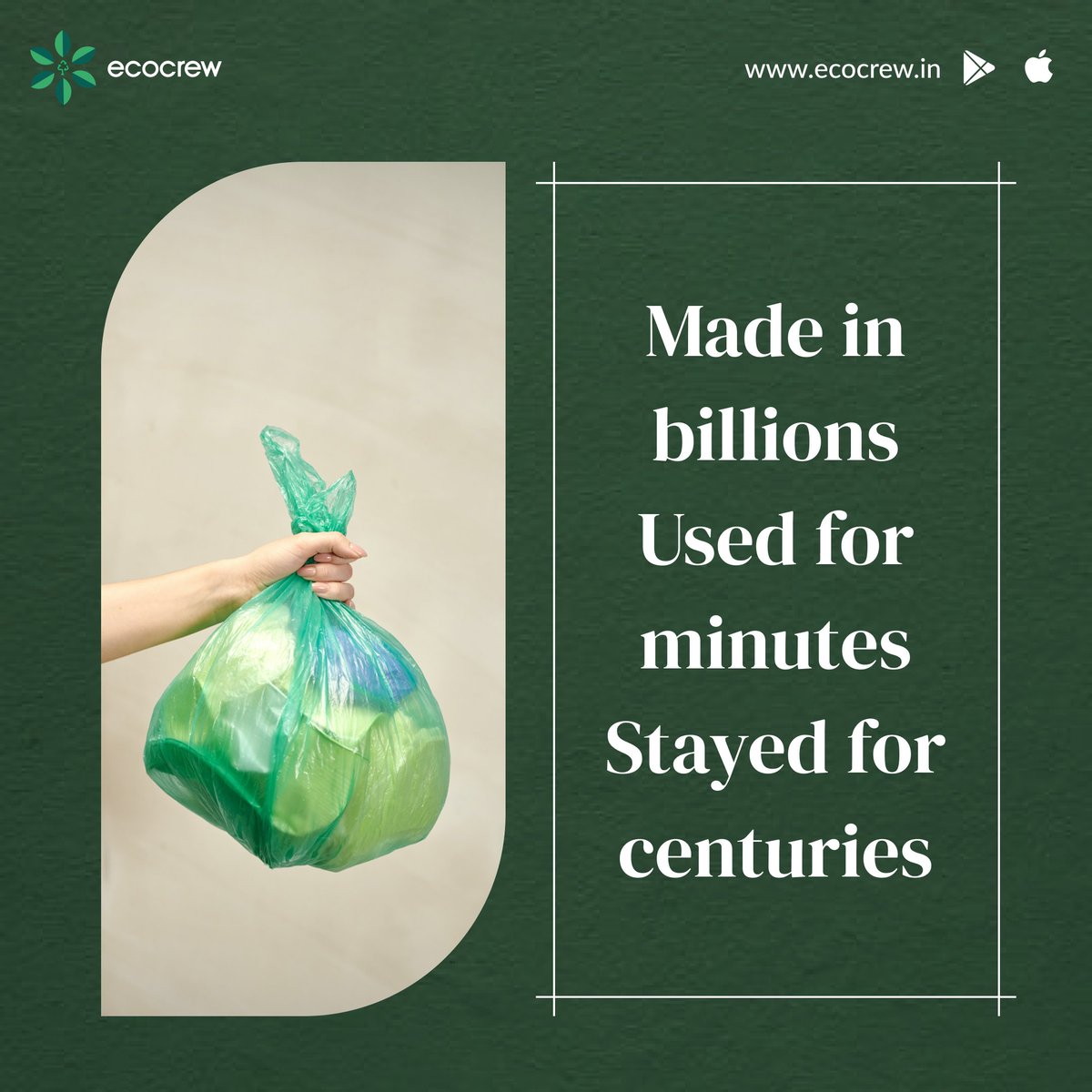 Plastic: Made in billions, Used for minutes, Stayed for centuries. Let's break this cycle and choose a sustainable future. ♻️
#plasticfreeliving #sustainableliving #plasticocean #anujramatri #love #reduce #plasticsurgery #bengaluru #vanimurthy #saynotoplastic #garbage