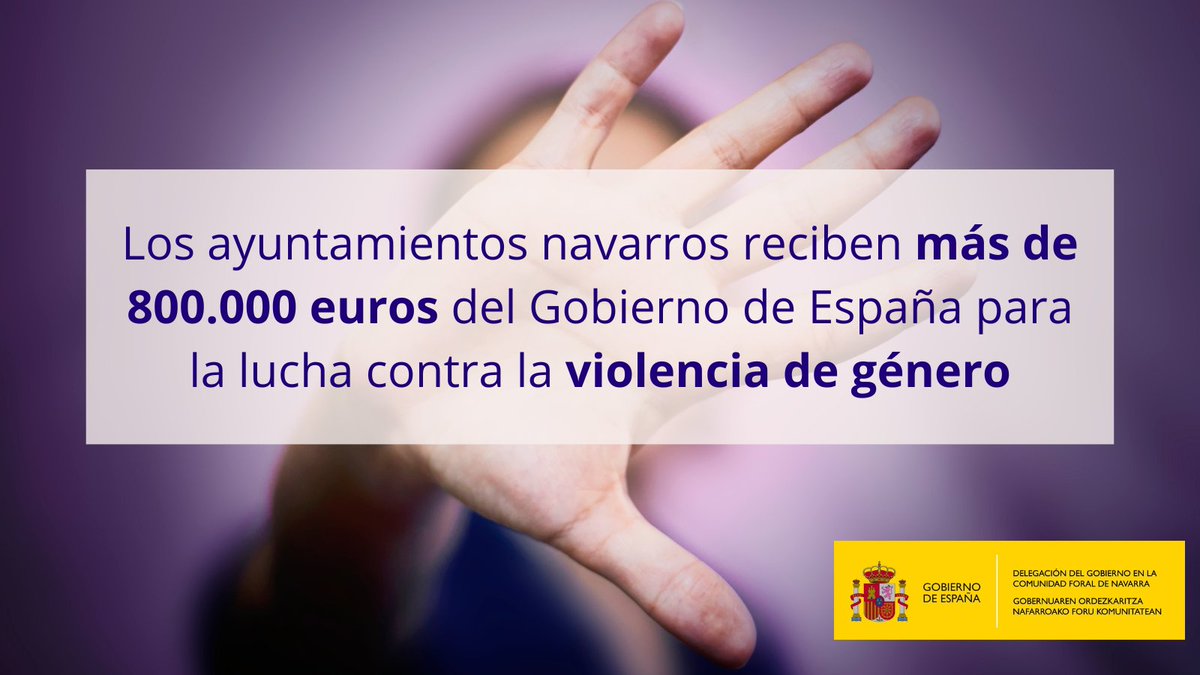 🟣Los ayuntamientos navarros reciben este año más de 800.000 euros del Gobierno de España para la lucha contra la violencia de género.

📌Fondos que se destinarán a acciones de prevención, sensibilización, formación o atención a víctimas.

🔗Más info: mpt.gob.es/portal/delegac…