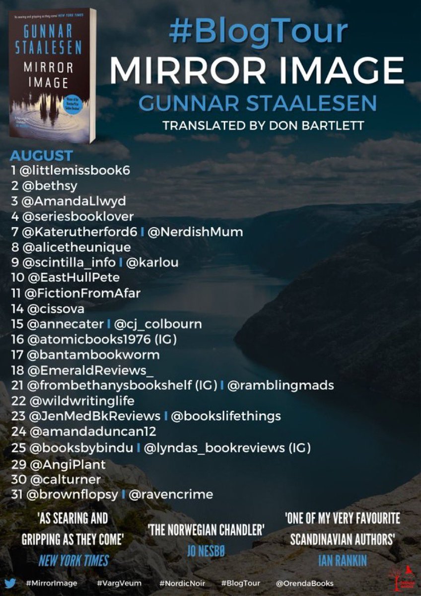 Littlemissbook6's tweet image. Thrilled to join @RandomTTours @OrendaBooks for #mirrorimage #blogtour by @GunnarStaalesen @donbartlett 

littlemissbooklover87.wordpress.com/2023/08/01/mir…