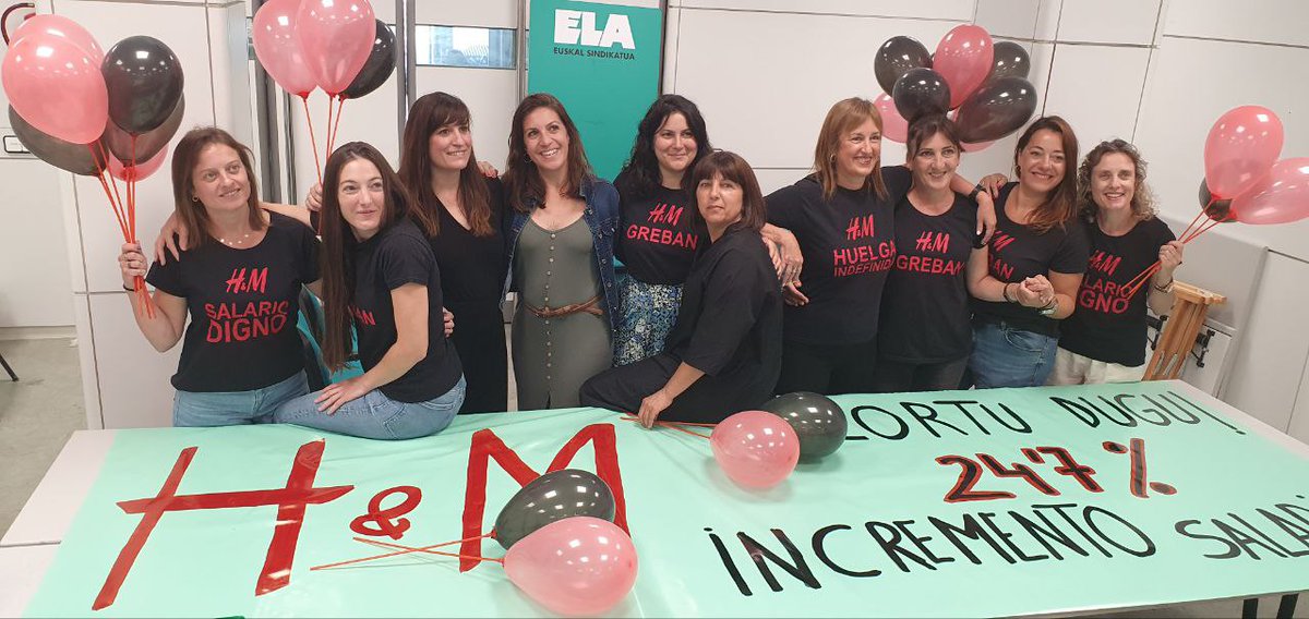 ELASindikatua's tweet photo. 🍾🍾✅ Las trabajadoras de H&amp;M de La Morea logran un incremento salarial del 24,7% tras una exitosa huelga
Gurea da garaipena!
https://t.co/IXq2zVYvD6 https://t.co/Lc6ESX491w