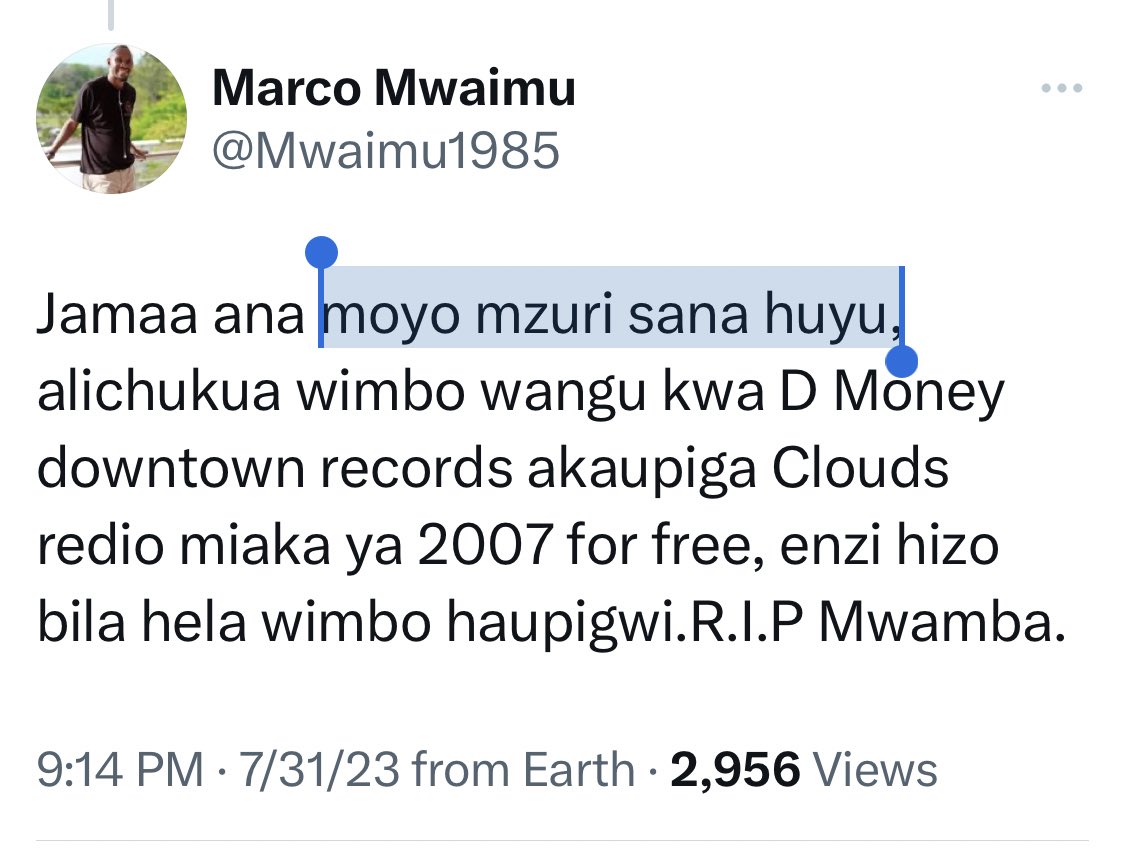 Udadisi's tweet photo. Da, leo ndiyo nimegundua kuwa huyu Steve B anayeliliwa ndiye Steve B yule tuliyekuwa naye Tambaza enzi hizo.

Alikuwa mtu poa sana pale Tambaza.

Poleni. Buriani😢. 

Li.https://t.co/DfQSUEIyQb #SteveB #SteveMdoe #RIP https://t.co/tEusA5IfDJ