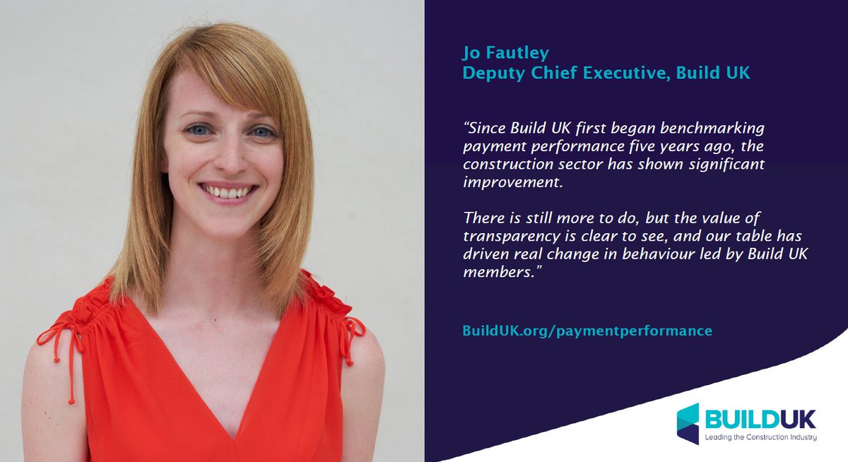 “Our table has driven real change in behaviour led by Build UK members.”

- @JoFautley, Build UK Deputy Chief Executive

🏗️ Find out more about our work to benchmark construction’s payment performance below:

builduk.org/paymentperform…

#TransformingConstruction