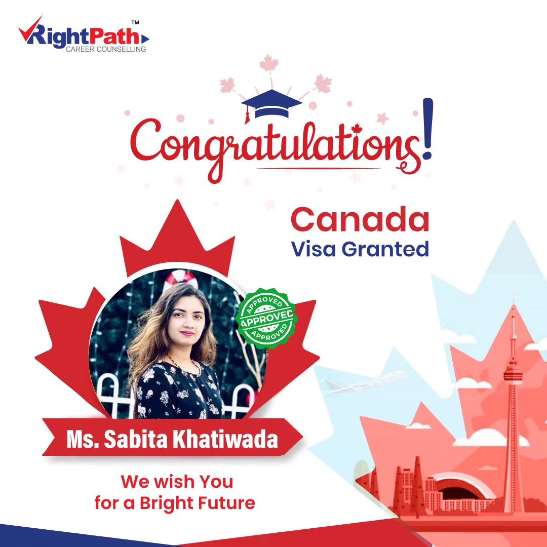 🇨🇦  🎀  𝘾𝙖𝙣𝙖𝙙𝙖 𝙑𝙞𝙨𝙖 𝙜𝙧𝙖𝙣𝙩𝙚𝙙  🎀  🇨🇦

Congratulations to our fabulous students on their Canadian visa grant.

For more info :
📌 𝗢𝗳𝗳𝗶𝗰𝗲 :
Saket, New Delhi, India - 110017
📱+91 7428103559
📱+91 9958123873
📧rightpath.delhi@gmail.com
🌐rightpathindia.com