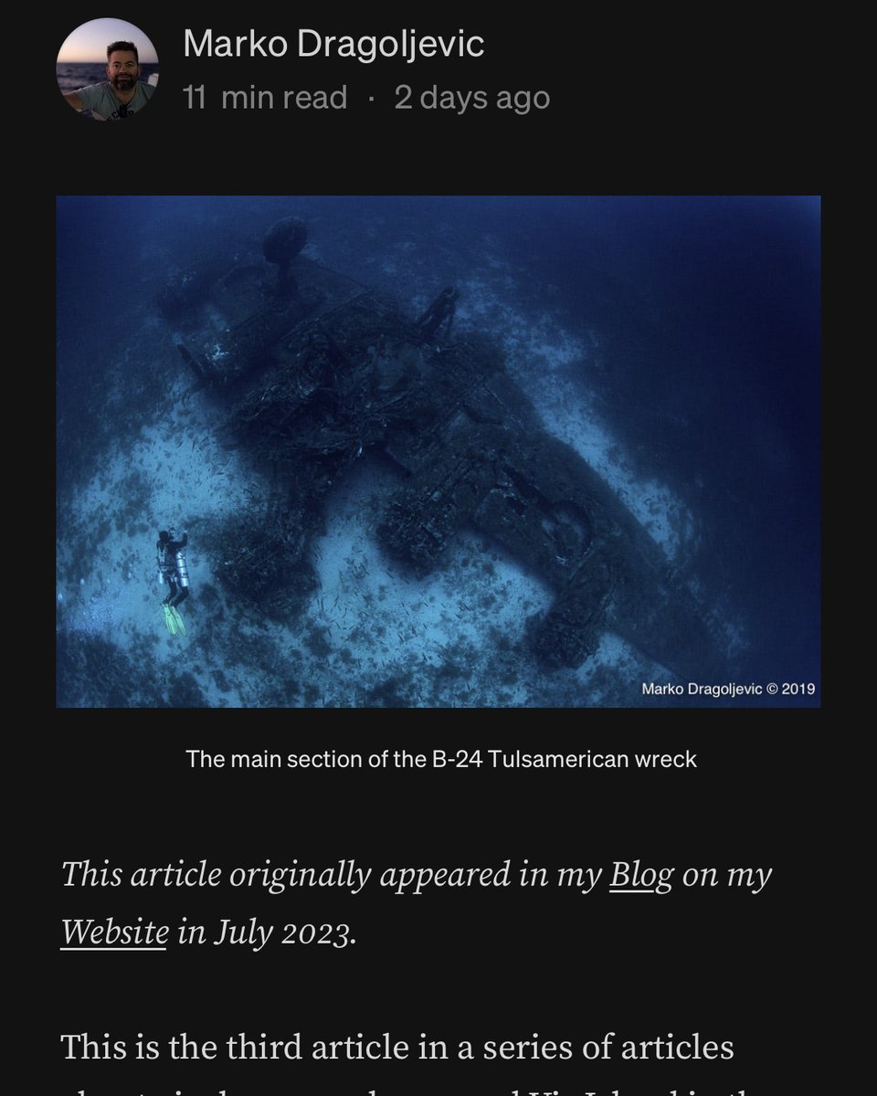 chipi_nbgd's tweet photo. After doing some research on PBY Catalina for my last article, I could not resist to write another one for which I had photos already as my mood setting for visiting island Vis in September. Here is my take on Tulsamerican B-24 wreck next to island Vis https://t.co/l2Z3JCK8JN https://t.co/oiQgil8twA