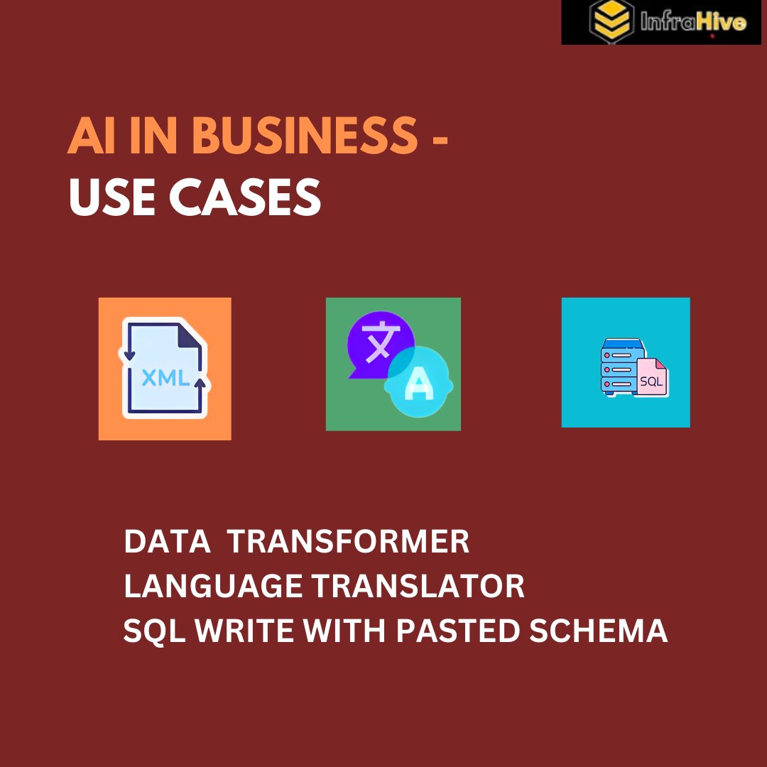 infrahive's tweet image. DATA Transformer-to optimize inventory management  enhance customer experience.
Uniting the world  with our one translation at a time by  LANGUAGE TRANSLATOR
Visit- Infrahive.io For setting up of  Generative AI for your organization.
#language #datatransformer #AI #SQL