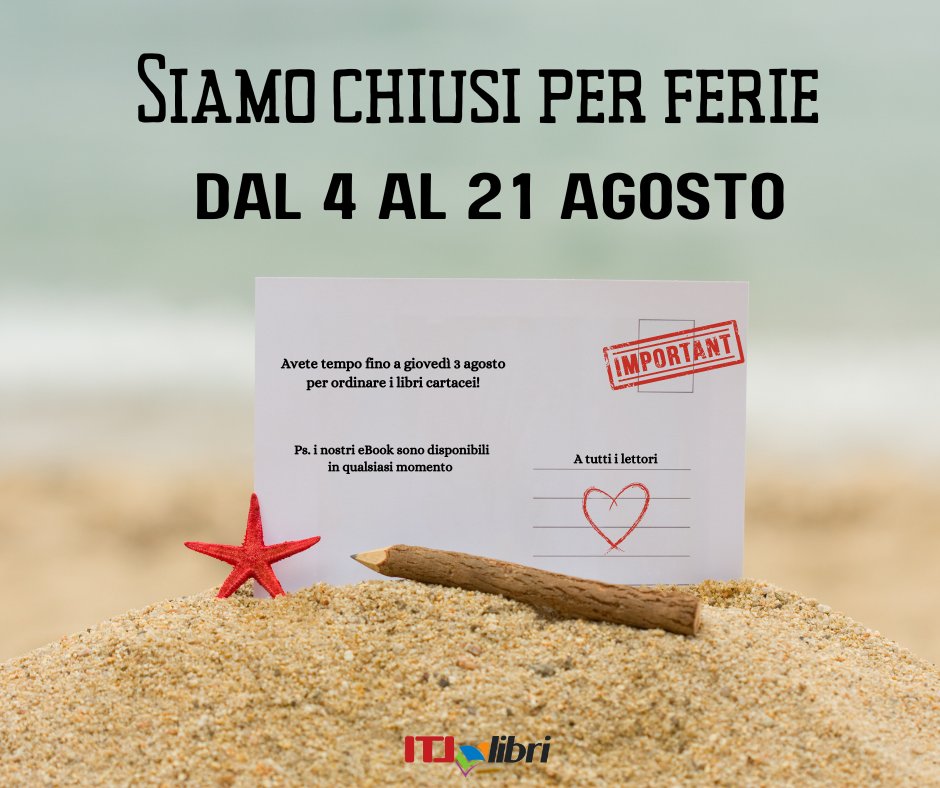 Anche per noi è arrivato il momento di leggere sotto l'ombrellone 😎 👉 Potete ordinare i vostri libri preferiti su itl-libri.com fino a giovedì 3 agosto e arriveranno in tempo per le vostre ferie! Buone vacanze e... buone letture ☀