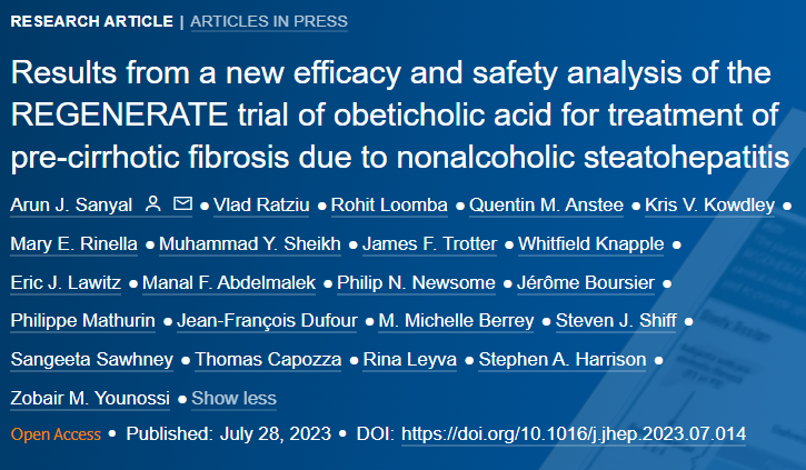 JHepatology's tweet photo. 🆕Article in press❕

Results from a new efficacy and safety analysis of the REGENERATE trial of obeticholic acid for treatment of pre-cirrhotic #fibrosis due to #nonalcoholicsteatohepatitis

🔓#OpenAccess at👉https://t.co/S6A8VLEld3

#LiverTwitter https://t.co/PUQKwSDI3d