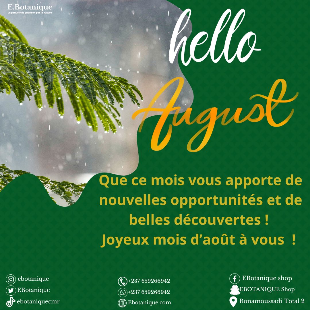 EBotanique's tweet photo. Hello friends 💚💚💚💚💚

#Adresses
𝑳𝒂 𝒃𝒐𝒖𝒕𝒊𝒒𝒖𝒆 𝒆𝒔𝒕 𝒔𝒊𝒕𝒖𝒆́𝒆 𝒂̀ 𝑩𝒐𝒏𝒂𝒎𝒐𝒖𝒔𝒔𝒂𝒅𝒊 𝒂̀ 𝒄𝒐̂𝒕𝒆́ 𝒅𝒆 𝒍𝒂 𝒔𝒕𝒂𝒕𝒊𝒐𝒏 𝑻𝒐𝒕𝒂𝒍 2

𝑾𝒉𝑨𝒕𝒔𝑨𝒑𝒑 : https://t.co/Dt99gGaYW1
📲 +237 659266942

Site Web : https://t.co/iLHffh5Ct3 https://t.co/f7PLymCFUO