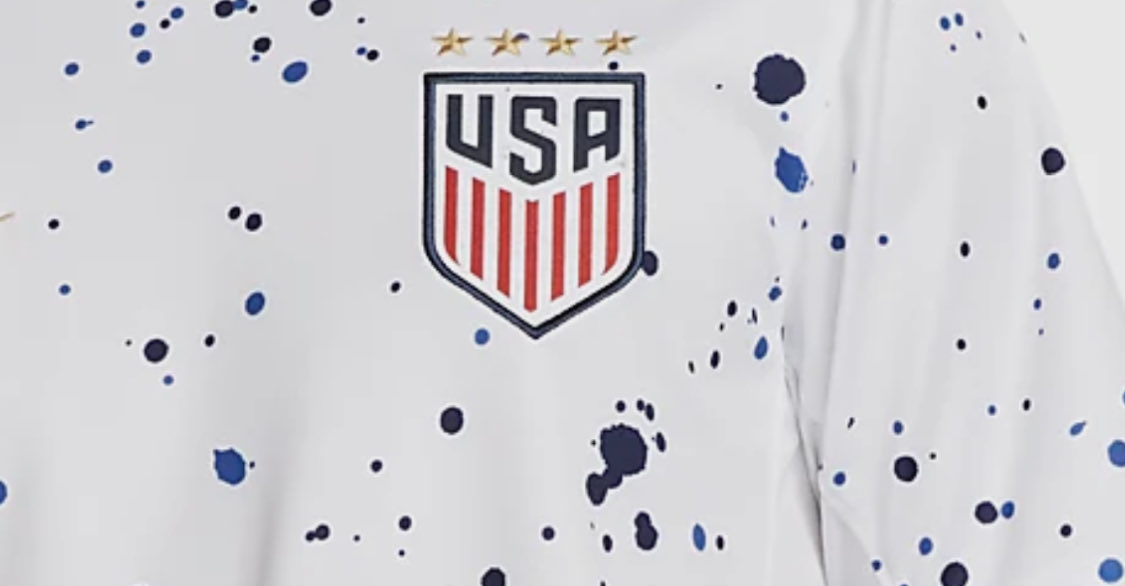 CarterHudson83's tweet photo. Maybe the ⁦@USWNT⁩ jerseys aren’t as random as we thought… perhaps ⁦@Nike⁩ knew Vlatko’s game plan is “splatter paint.” #FIFAWWC https://t.co/2KMfb7iRwm